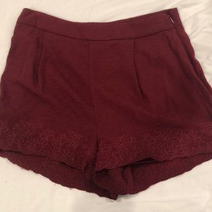 Burgundy Flowy Shorts